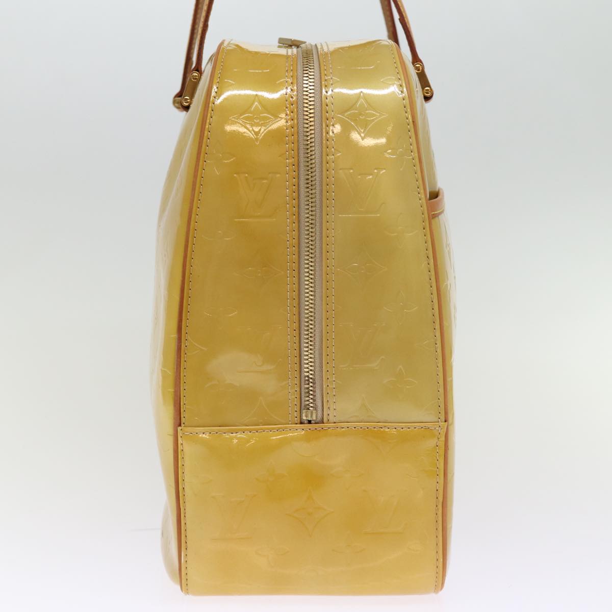 LOUIS VUITTON Monogram Vernis Sutton Boston Bag Beige M91139 LV 75103