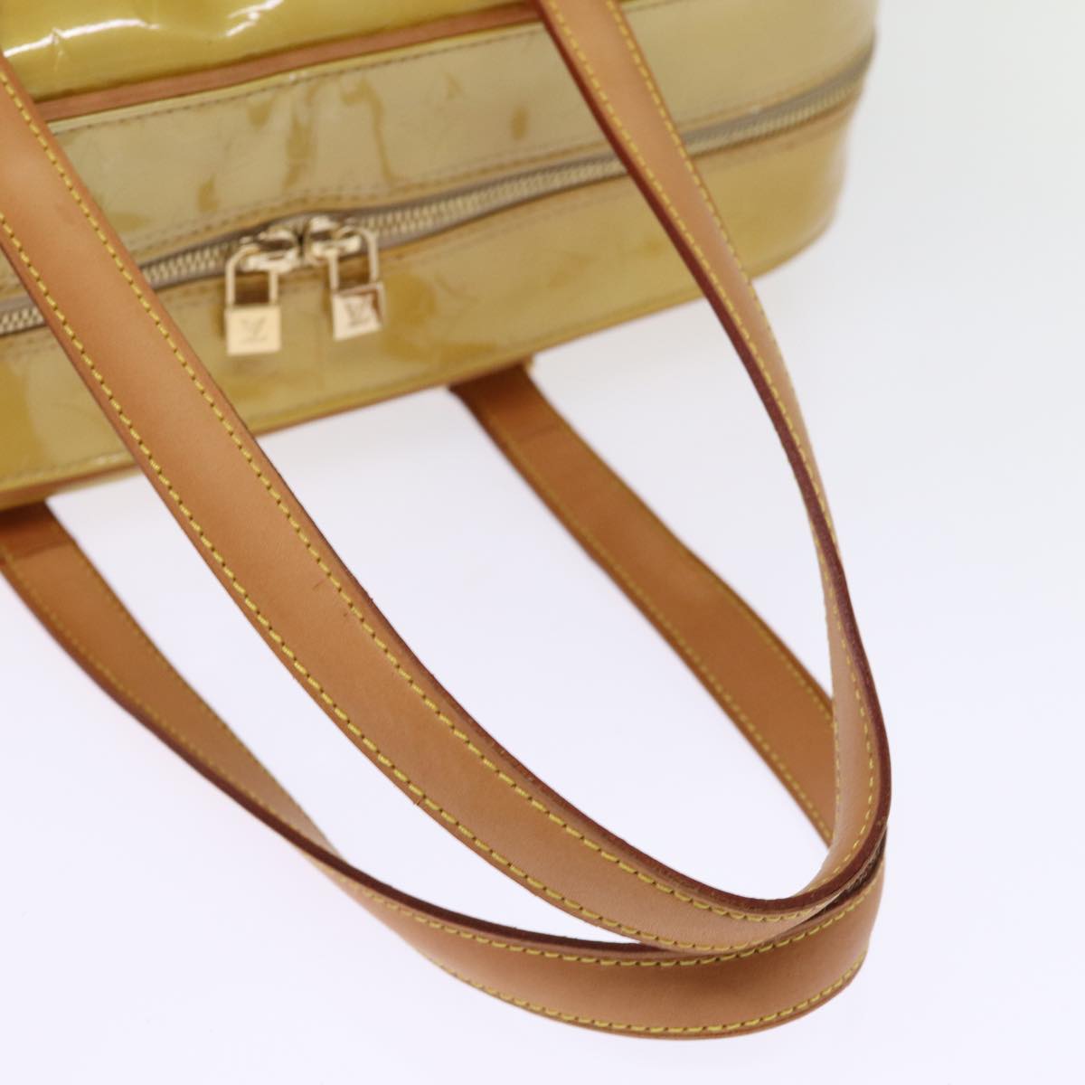 LOUIS VUITTON Monogram Vernis Sutton Boston Bag Beige M91139 LV 75103