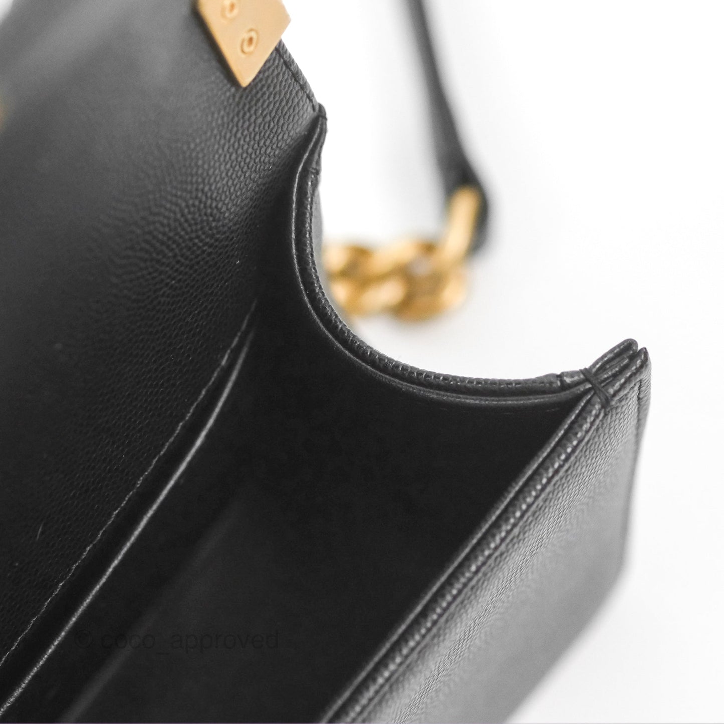 Chanel Small Quilted Boy Black Caviar Gold Hardware