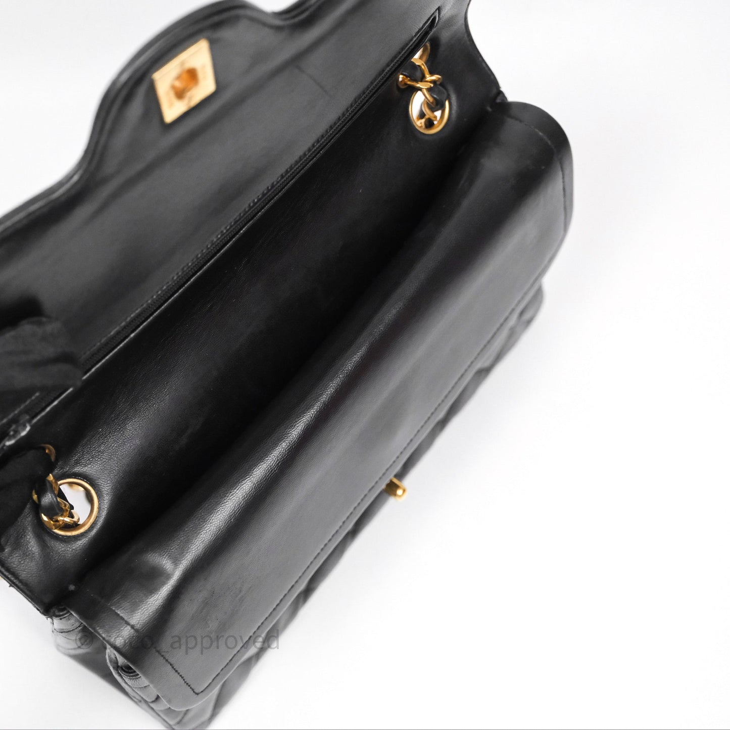 Chanel Classic Vintage Double Flap M/L Black Lambskin Gold Hardware