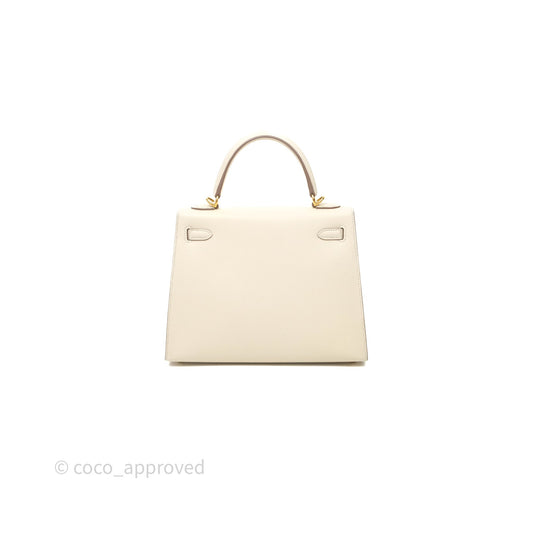 Hermes Kelly 25 Craie Epsom Gold Hardware