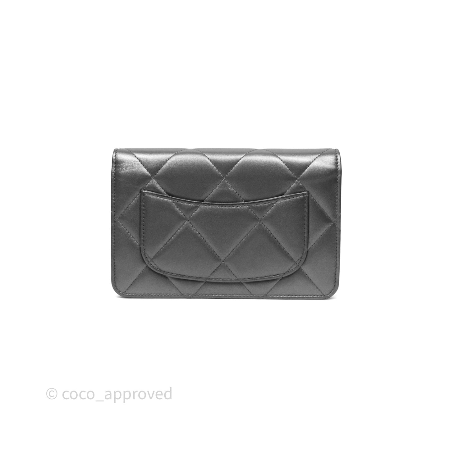 Chanel Wallet On Chain WOC Iridescent Dark Grey Lambskin Gold Hardware