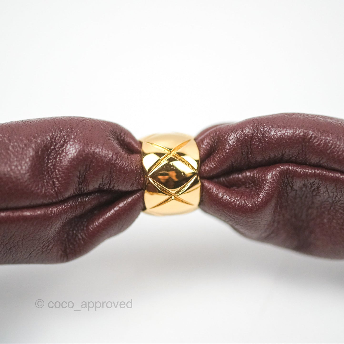 Chanel Mini Bucket Bag with Fluffy Chain Burgundy Lambskin Gold Hardware