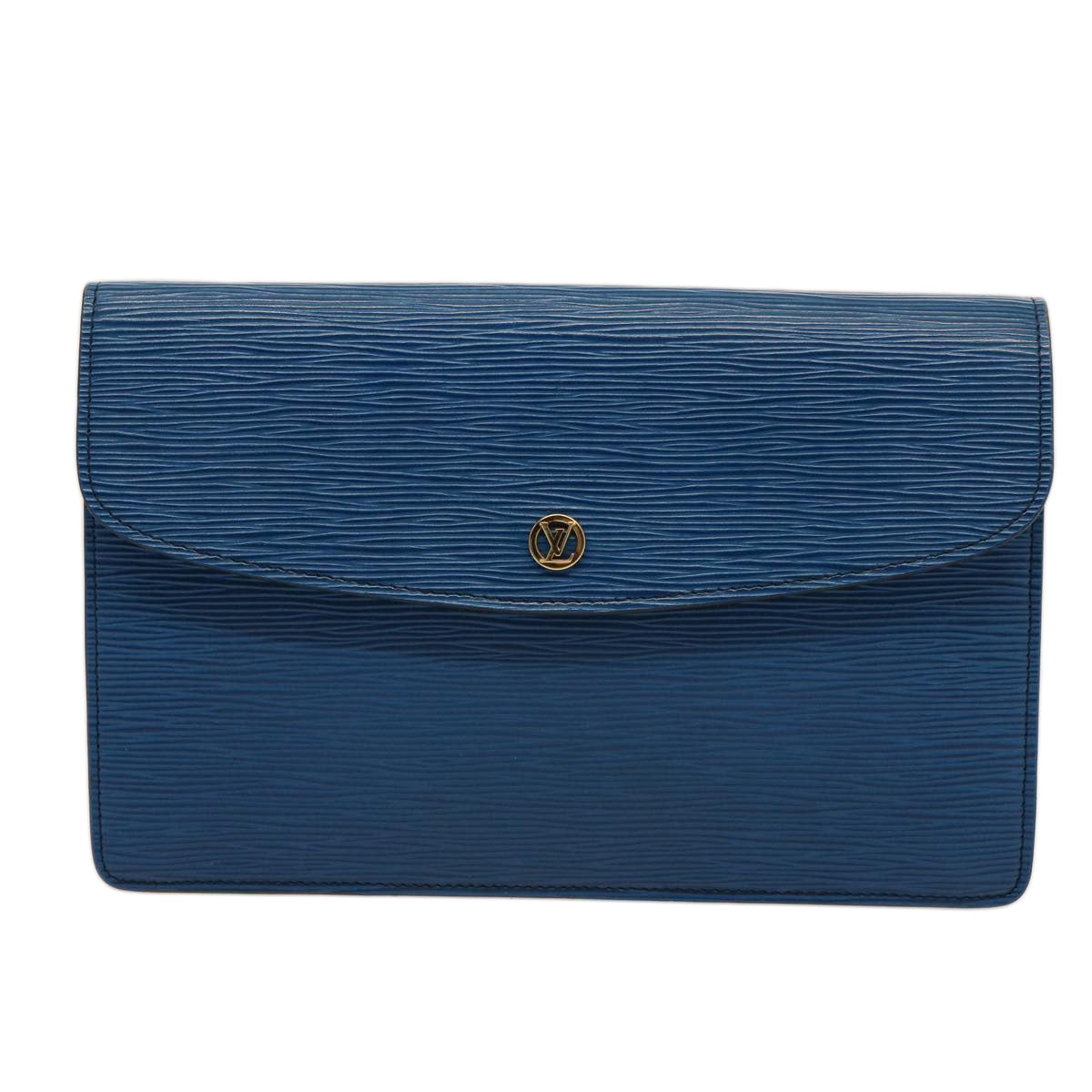 LOUIS VUITTON Epi Montaigne 27 Clutch Bag Blue M52655 LV 75166