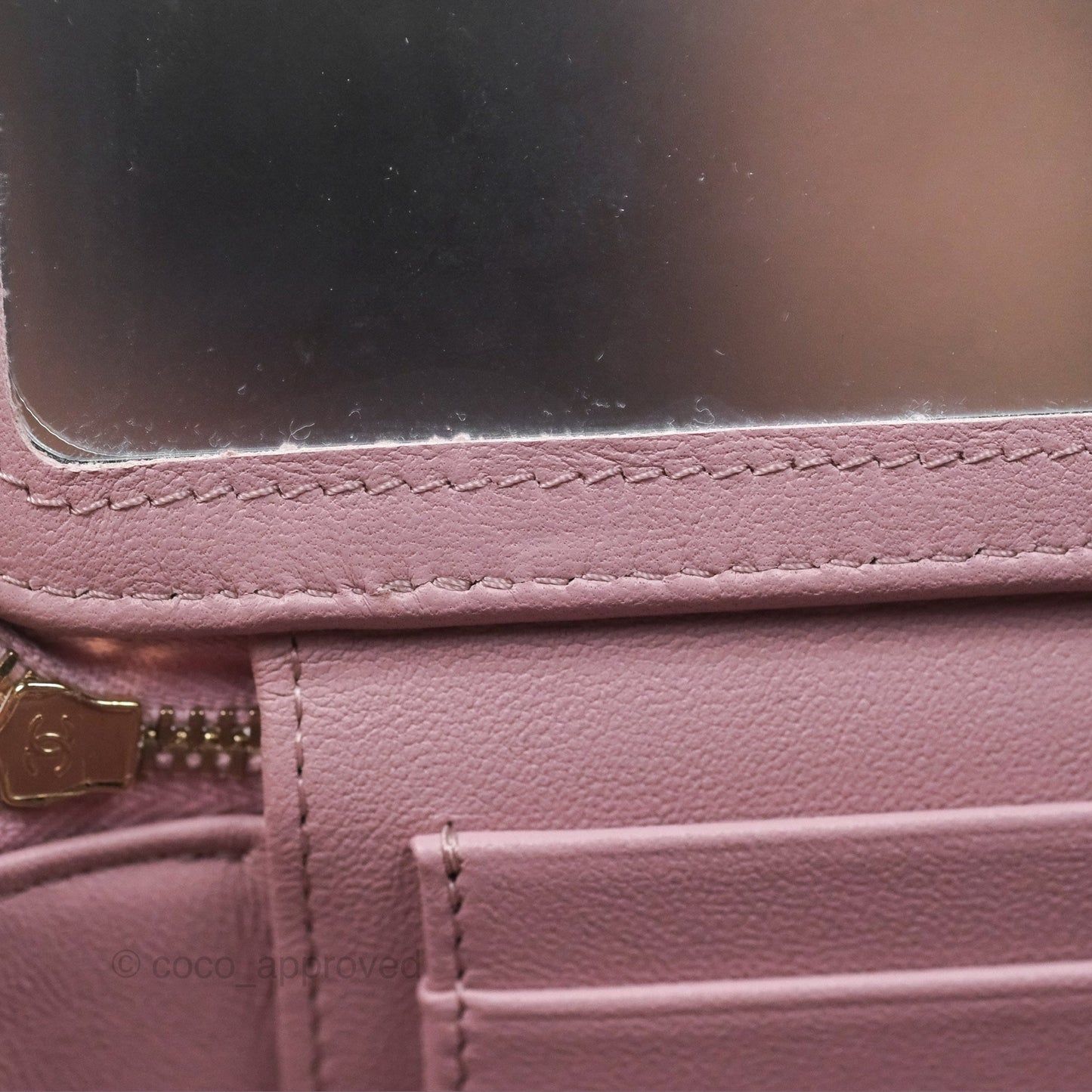 Chanel Vanity with Heart Adjustable Chain Dusty Pink Caviar Aged Gold Hardware