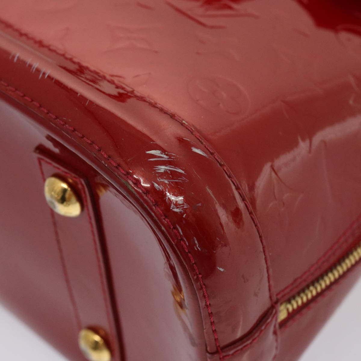 LOUIS VUITTON Monogram Vernis Alma PM Hand Bag Red Slys M90169 LV 75188