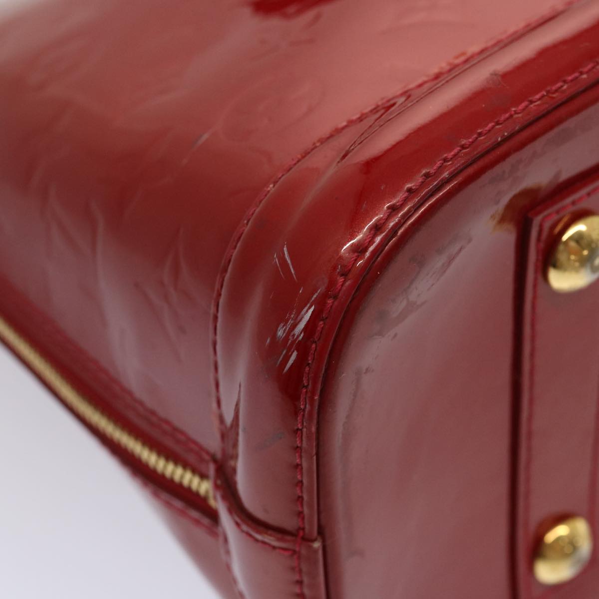 LOUIS VUITTON Monogram Vernis Alma PM Hand Bag Red Slys M90169 LV 75188