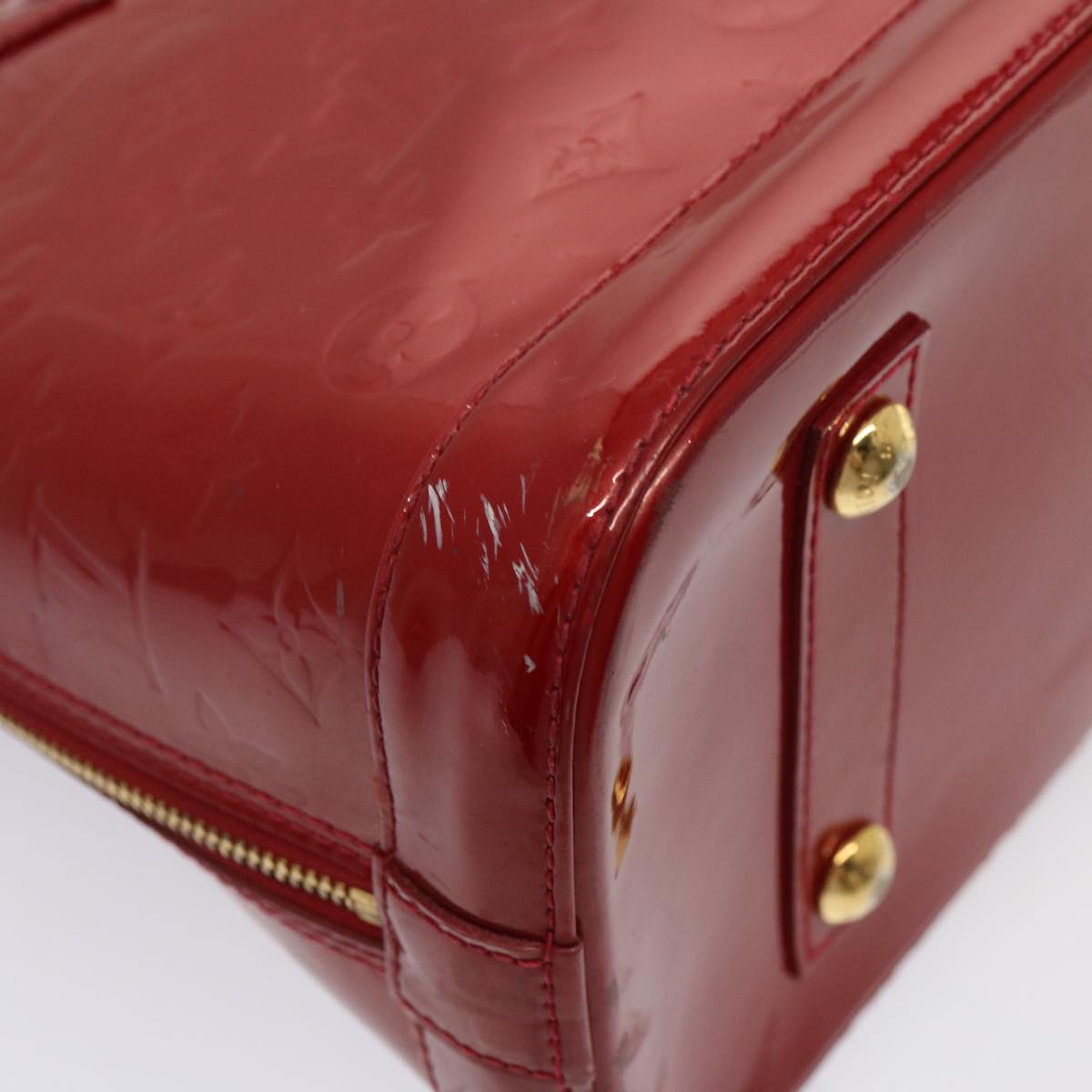 LOUIS VUITTON Monogram Vernis Alma PM Hand Bag Red Slys M90169 LV 75188