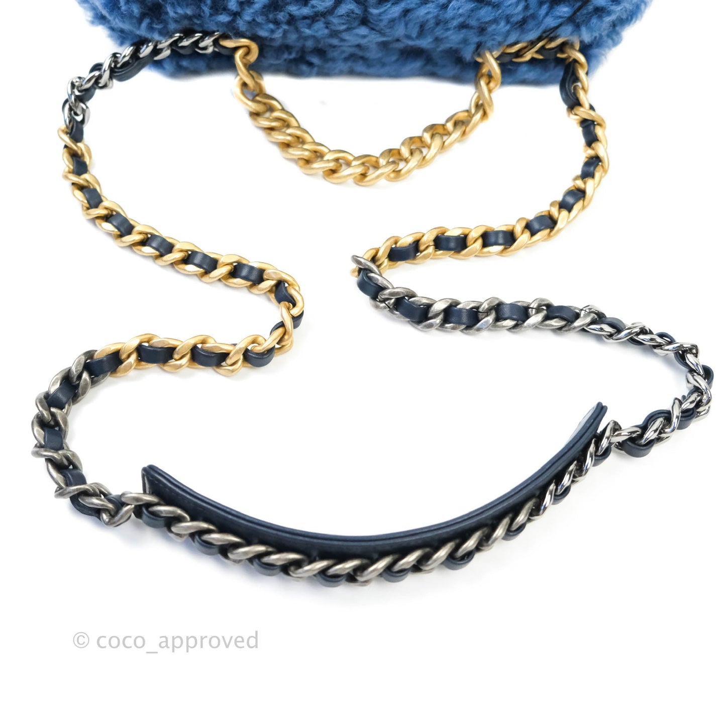 Chanel 19 Medium Shearling Blue Mixed Hardware 20A