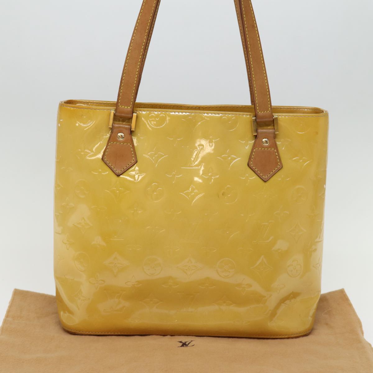 LOUIS VUITTON Monogram Vernis Houston Hand Bag Beige M91004 LV 75190