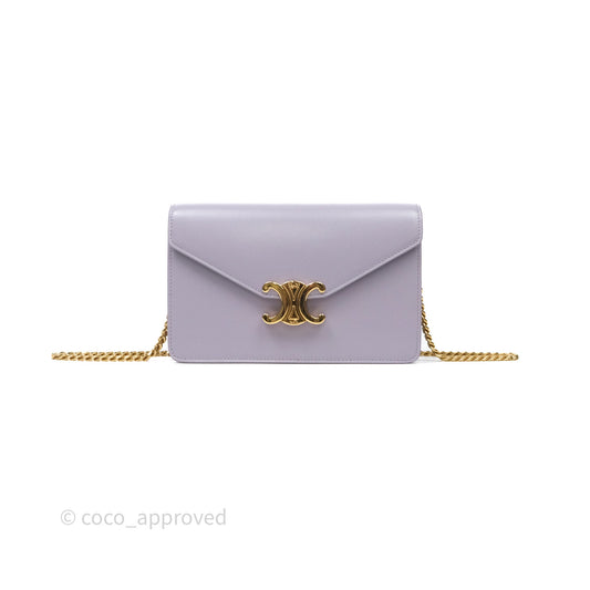 Celine Margo Wallet On Chain in Purple lavender Shiny Calfskin