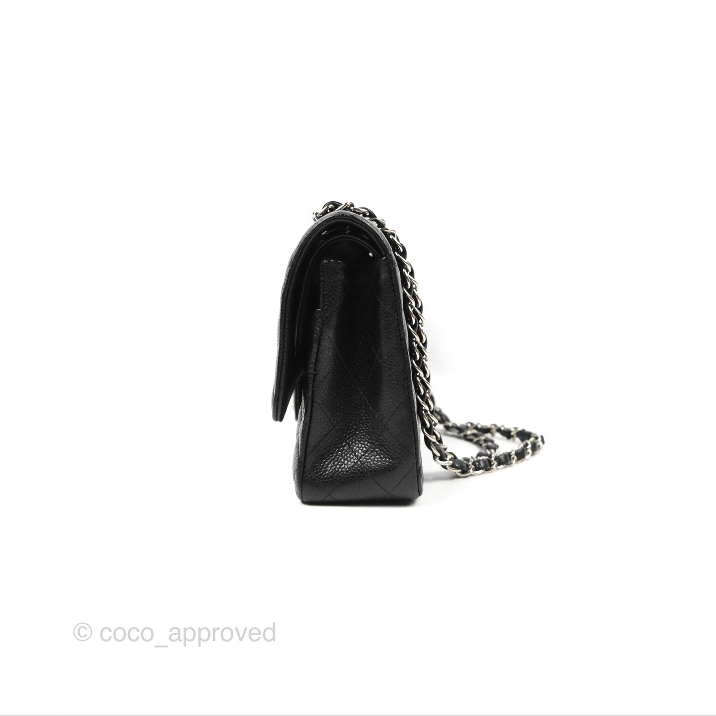 Chanel Classic M/L Medium Flap Quilted Black Caviar Silver Hardware