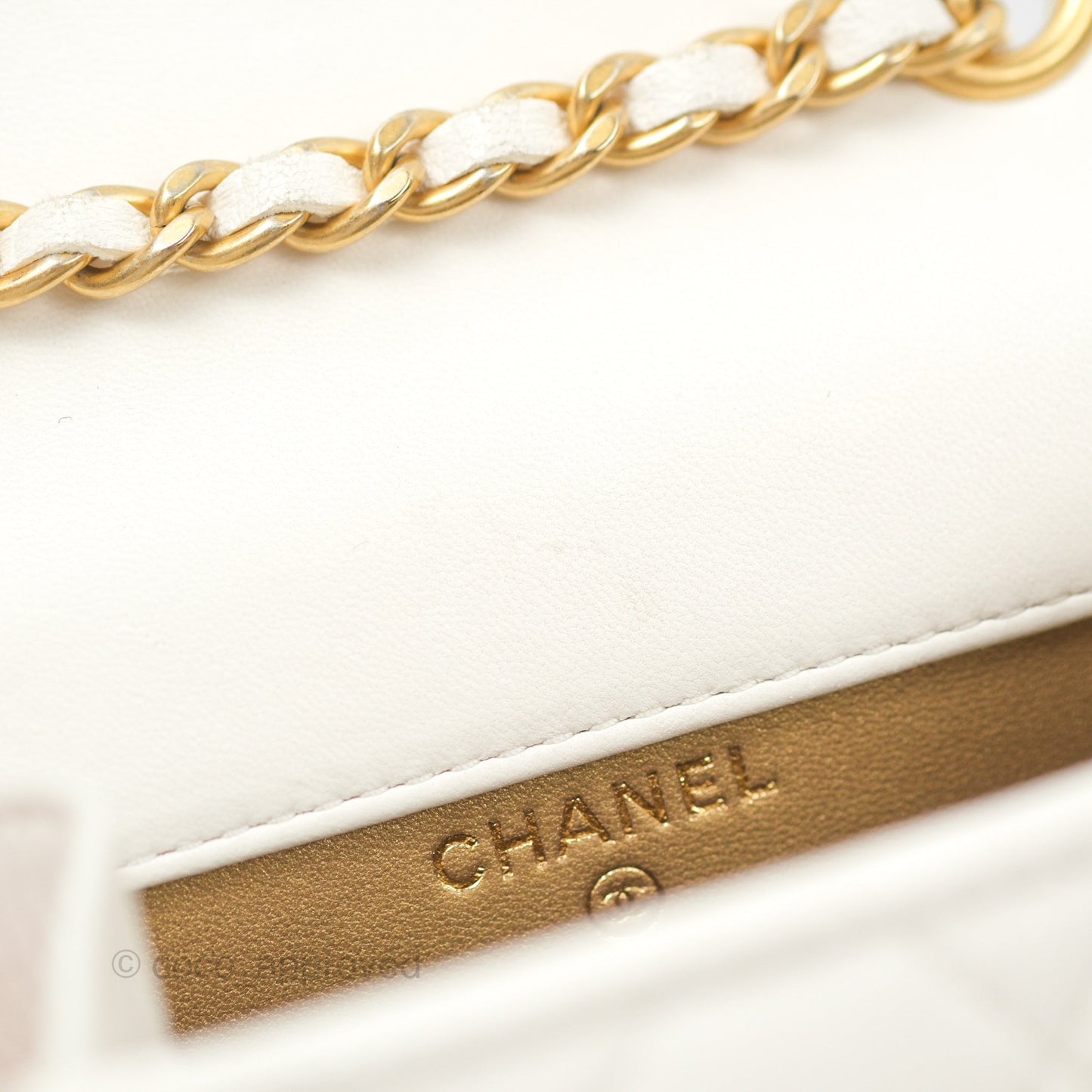 Chanel Quilted Pearl Crush Phone Holder With Chain White Lambskin
