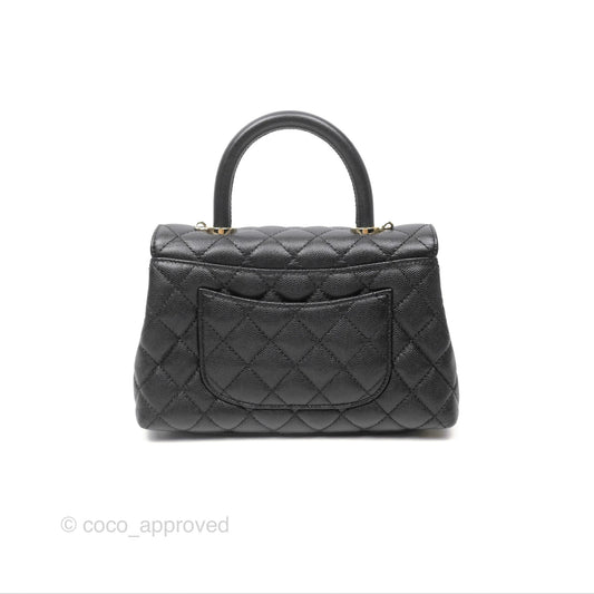 Chanel Small Coco Handle Black Caviar Gold Hardware