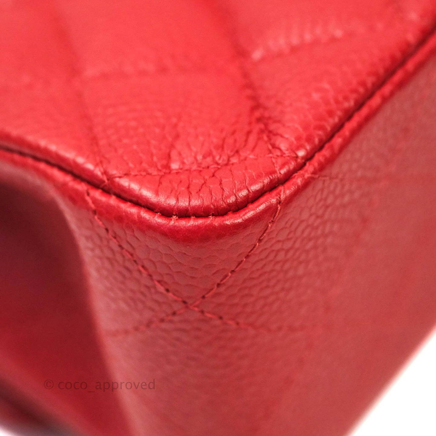 Chanel Classic M/L Medium Double Flap Red Caviar Silver Hardware