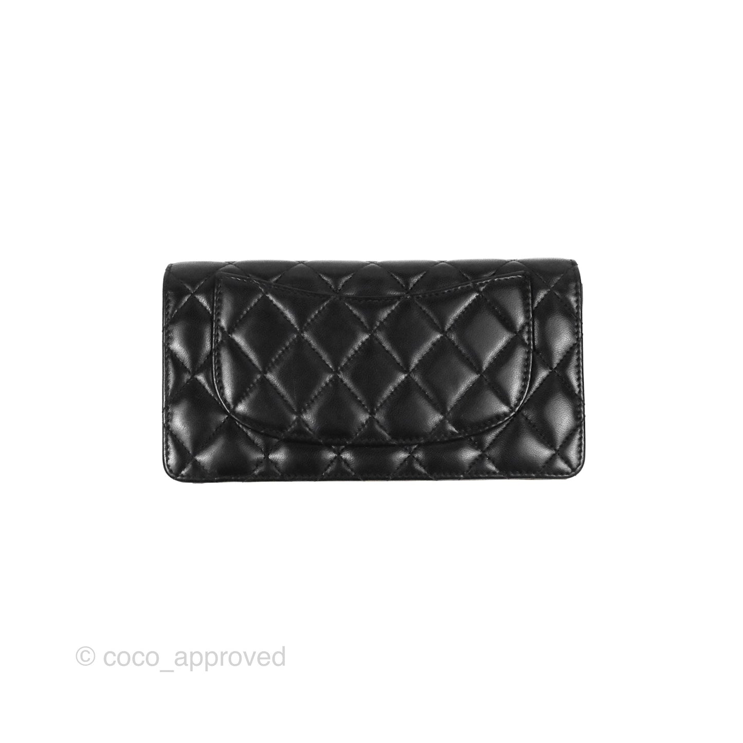 Chanel Classic Long Wallet Quilted Black Lambskin Gold Hardware