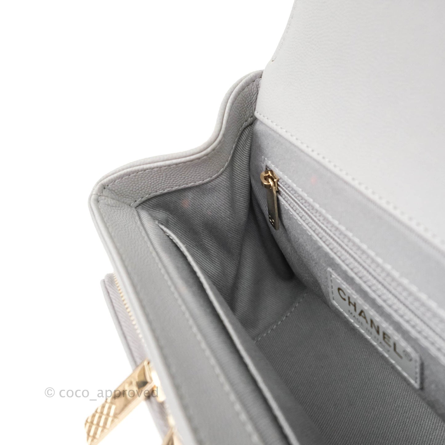 Chanel Quilted Small Business Affinity Flap Grey Caviar Gold Hardware
