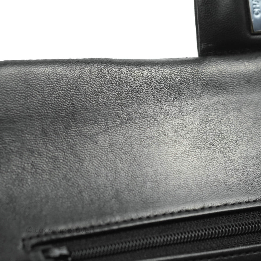 Chanel Classic M/L Medium Double Flap Black Lambskin Silver Hardware