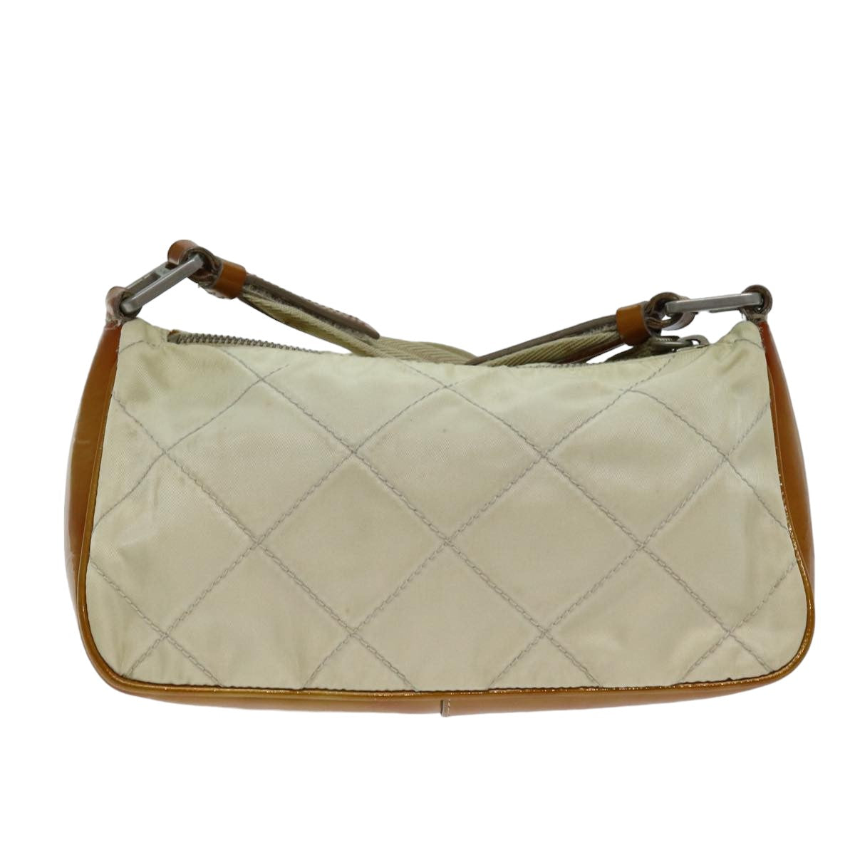 Luxury PradaShoulder Bag Nylon Enamel Beige Brown 75216