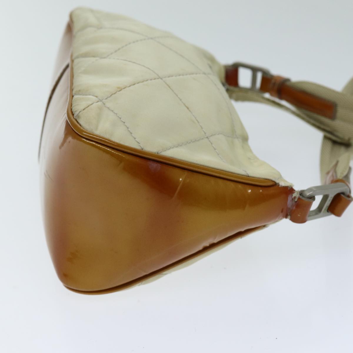 Luxury PradaShoulder Bag Nylon Enamel Beige Brown 75216