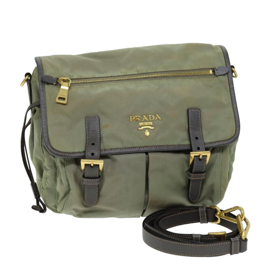 Luxury PradaShoulder Bag Nylon Khaki 75220