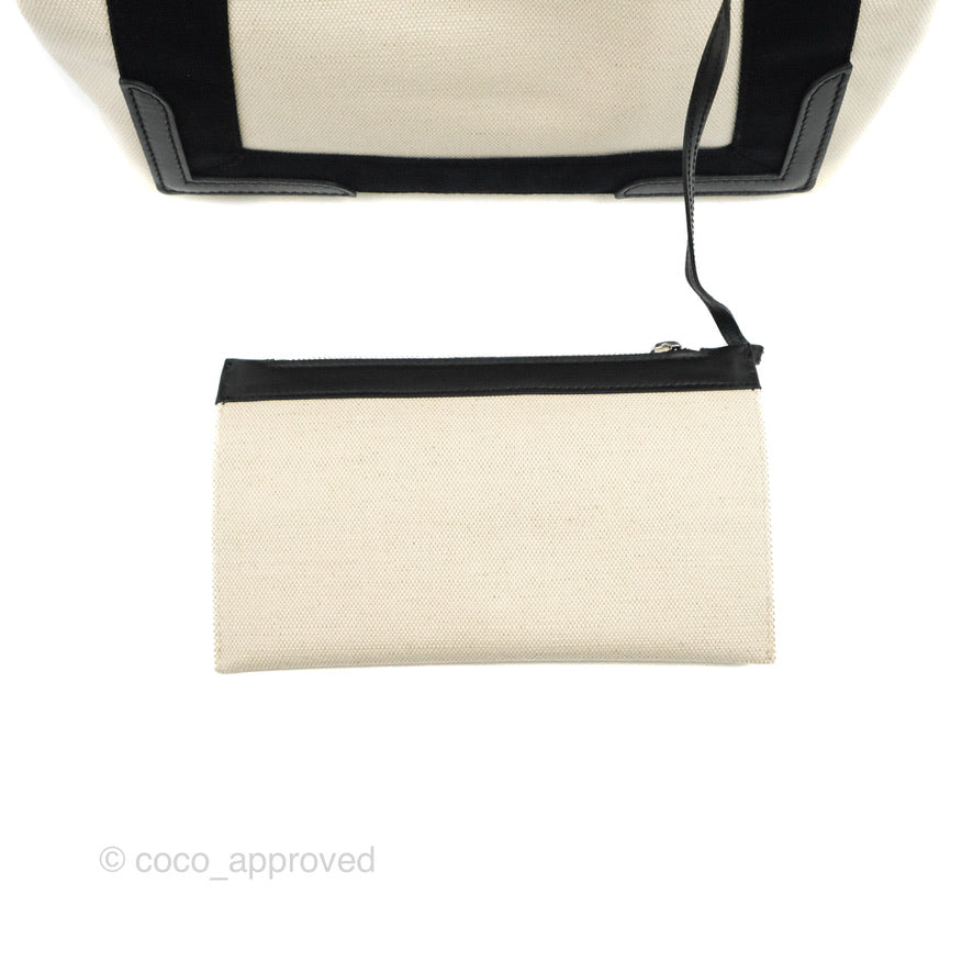 Balenciaga Small Navy Cabas Bag Off-white Canvas