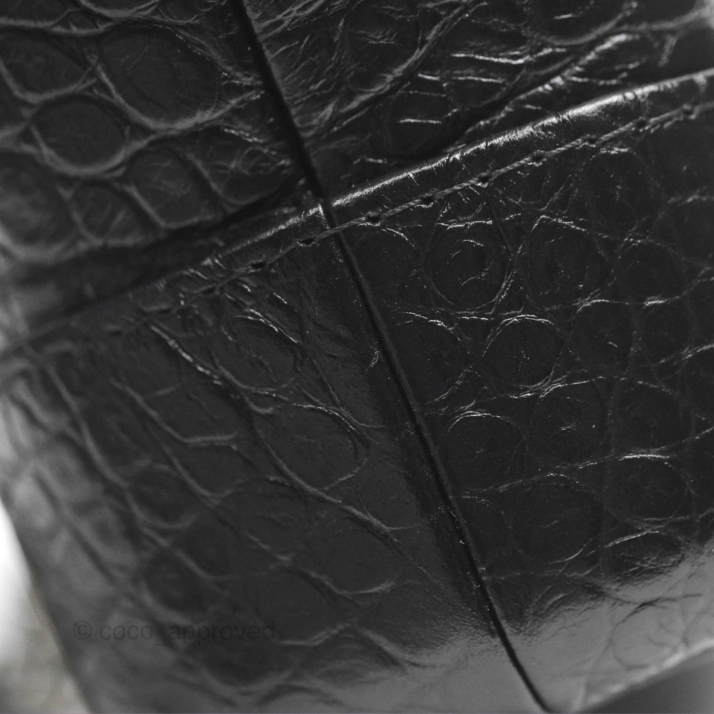 Chanel Small Gabrielle Hobo with Logo Handle Quilted Black Croc Embossed Calfskin