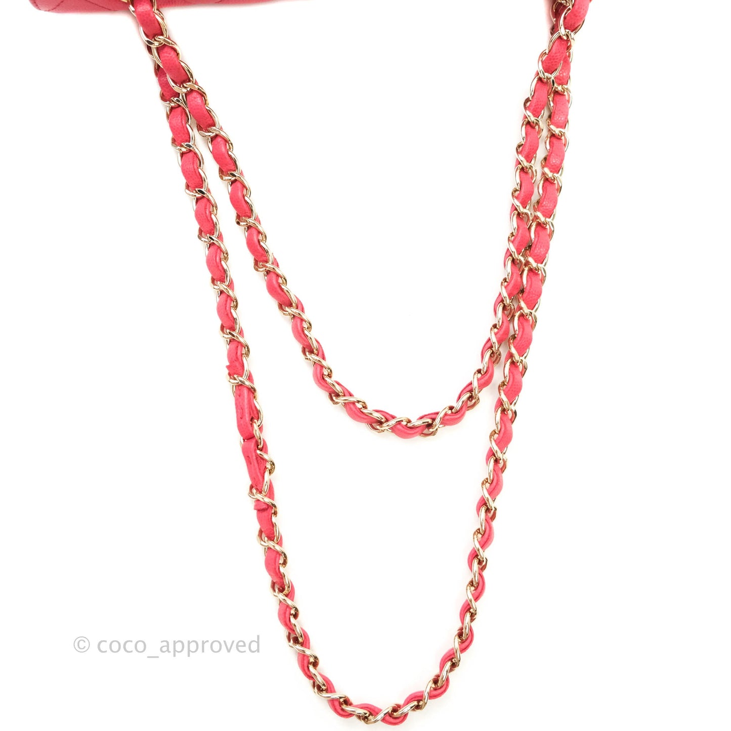 Chanel Classic M/L Medium Double Flap Dark Pink Caviar Gold Hardware