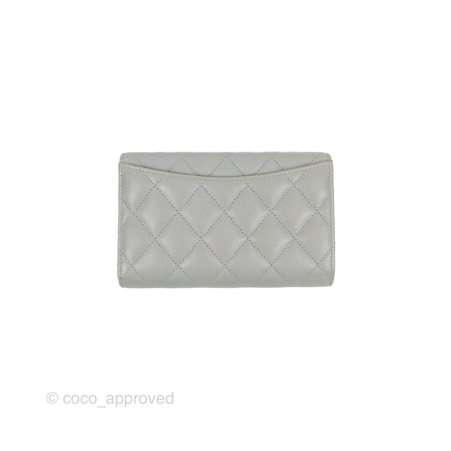 Chanel Quilted Medium Flap Wallet Grey Caviar Gold Hardware