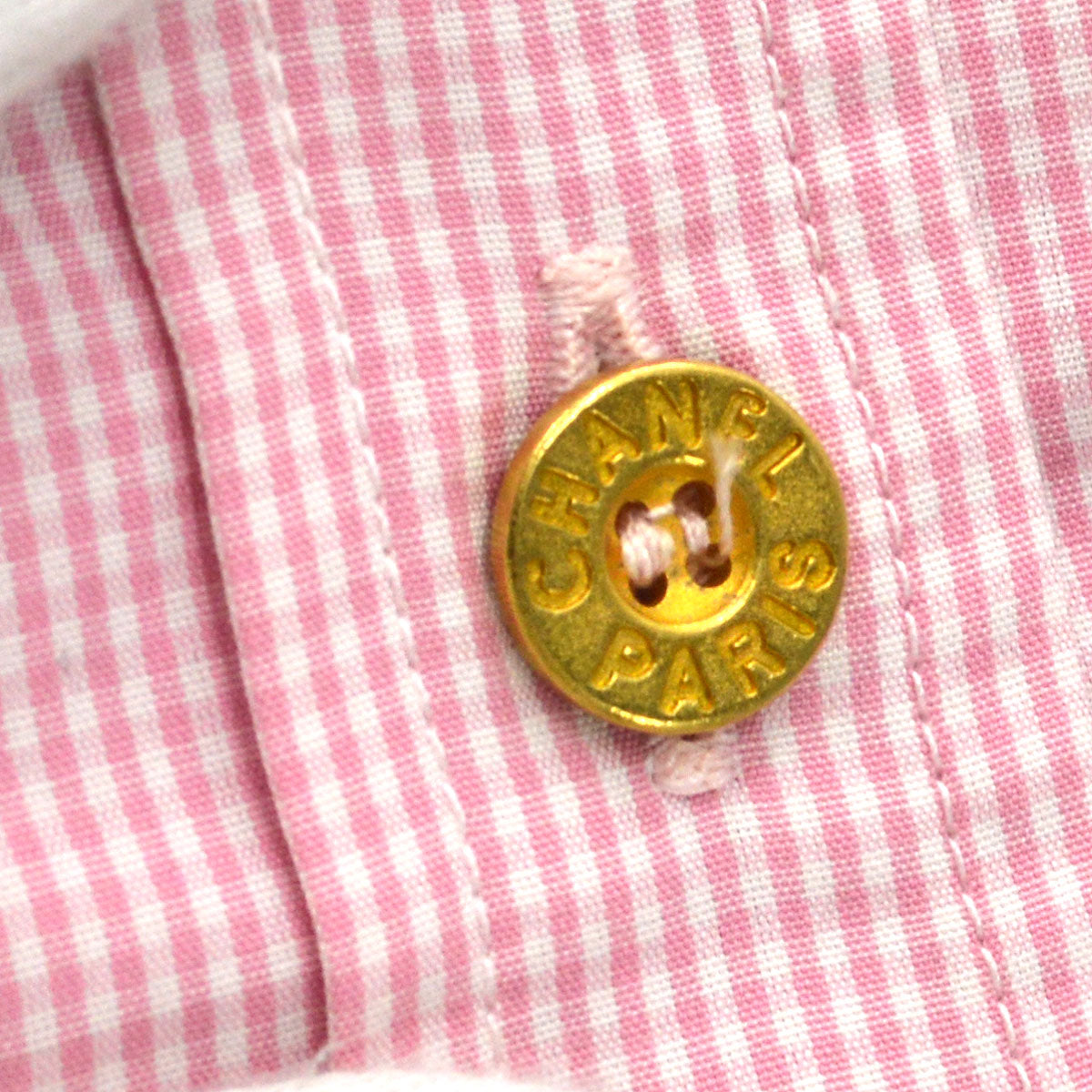 Luxury Chanel logo-button bib-collar shirt #38