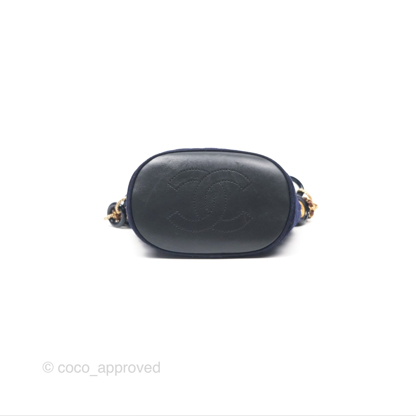 Chanel Paris Hamburg Charms Bucket Bag Navy Wool Lambskin