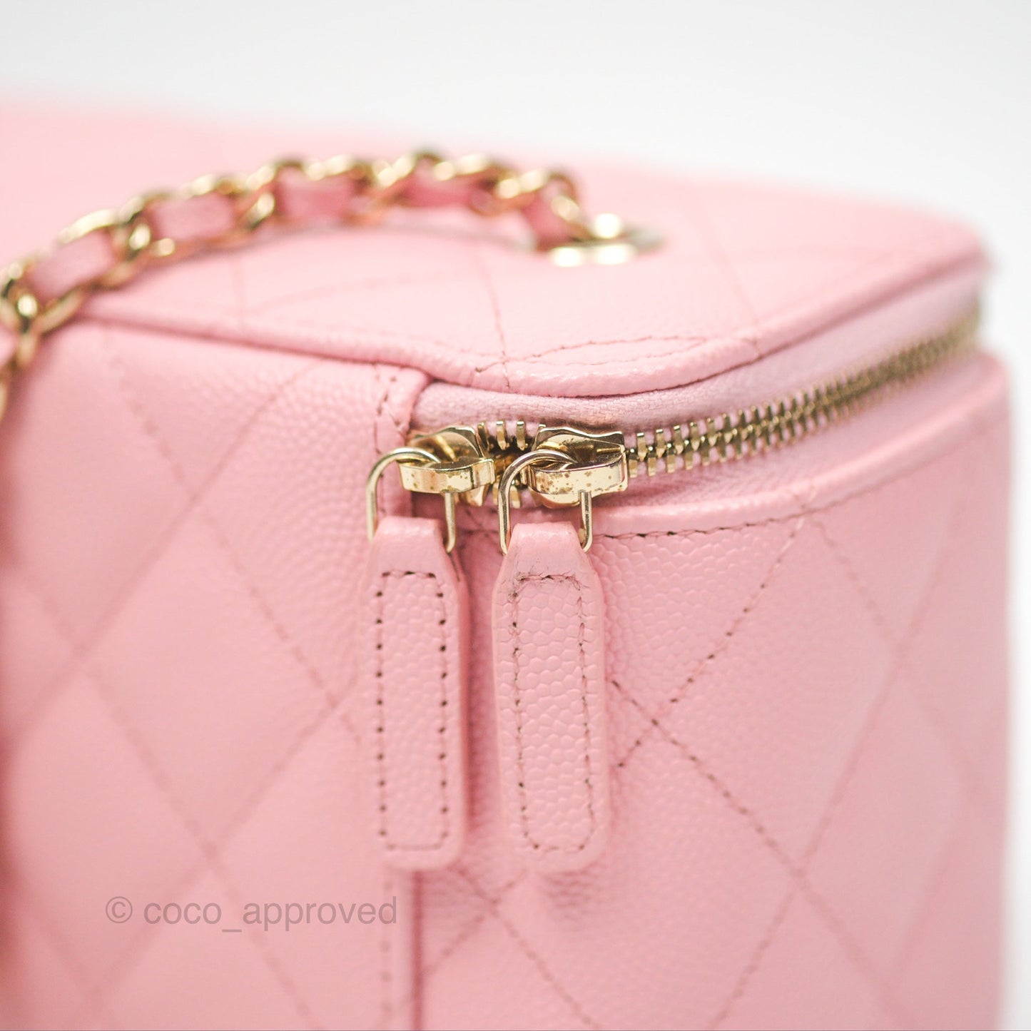 Chanel Classic Vanity With Chain Pink Caviar Gold Hardware