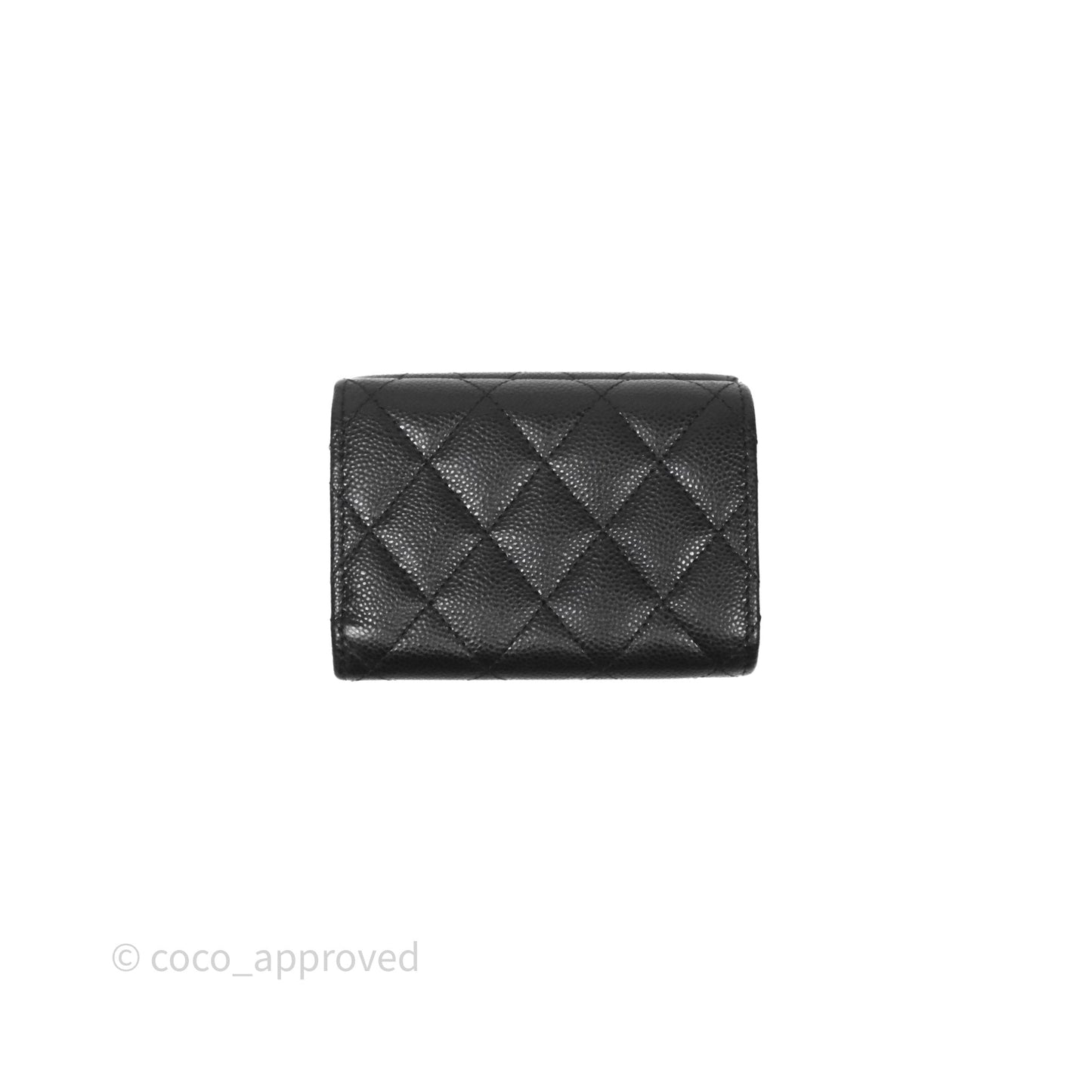 Chanel Small Classic Trifold Wallet Quilted Black Caviar Gold Hardware