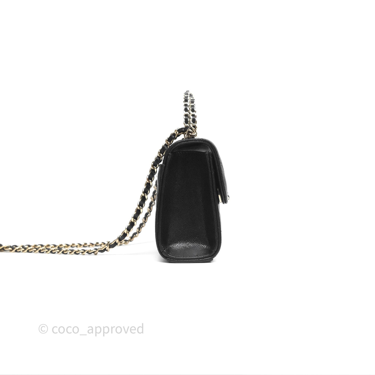 Chanel Kelly Clutch With Chain Black Caviar Gold Hardware