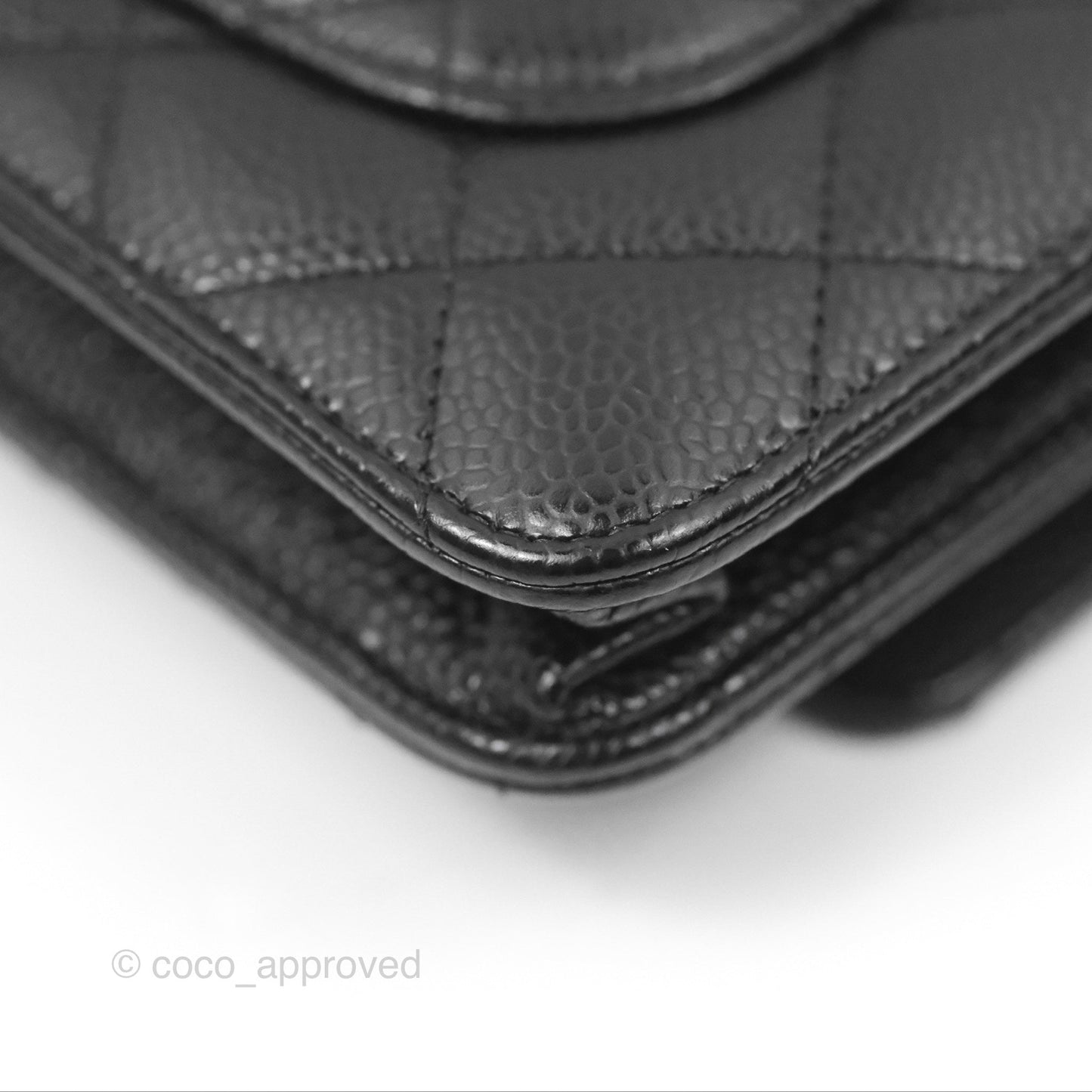 Chanel Quilted Classic Wallet On Chain WOC Black Caviar Silver Hardware