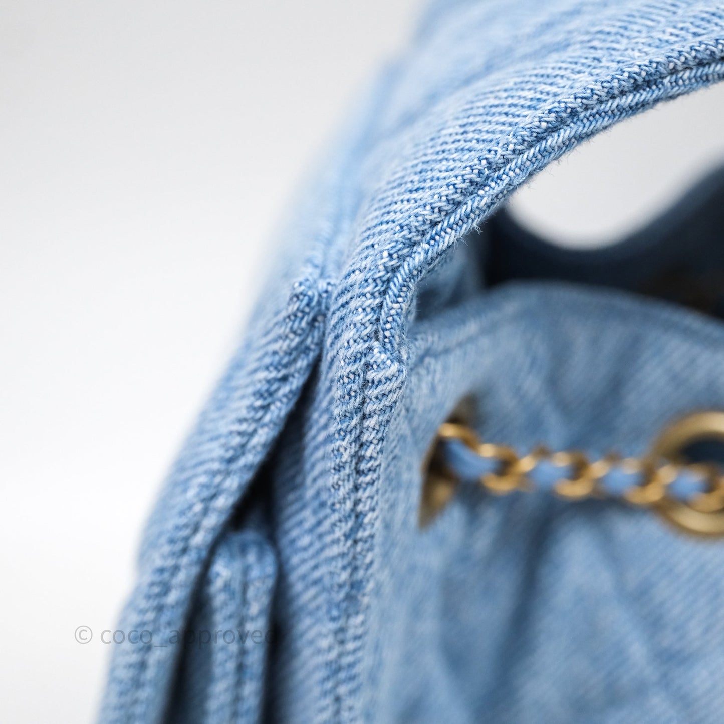 Chanel 25 Small Hobo Blue Washed Denim Aged Gold Hardware