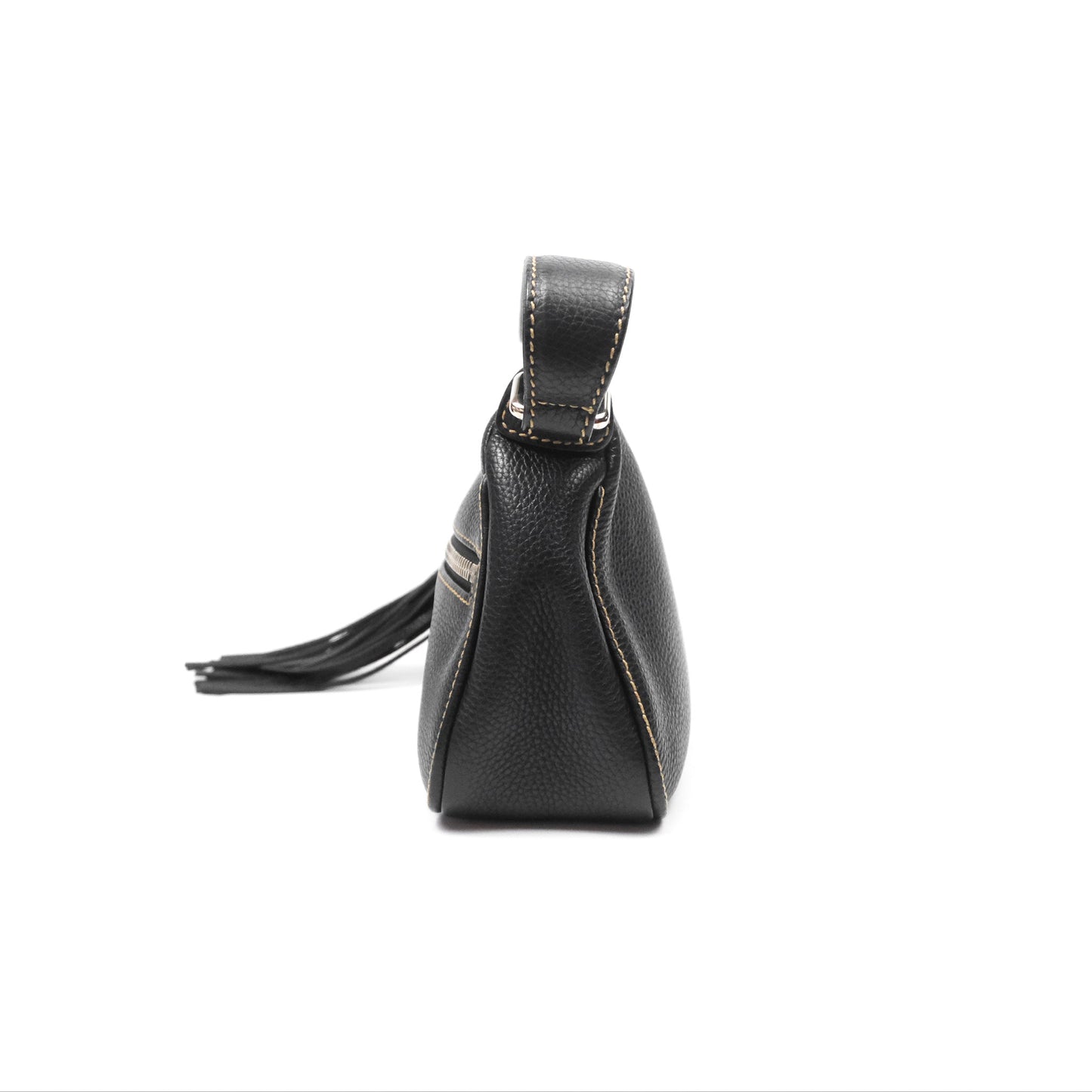 Chanel Vintage Fringe CC Shoulder Bag Black Calfskin