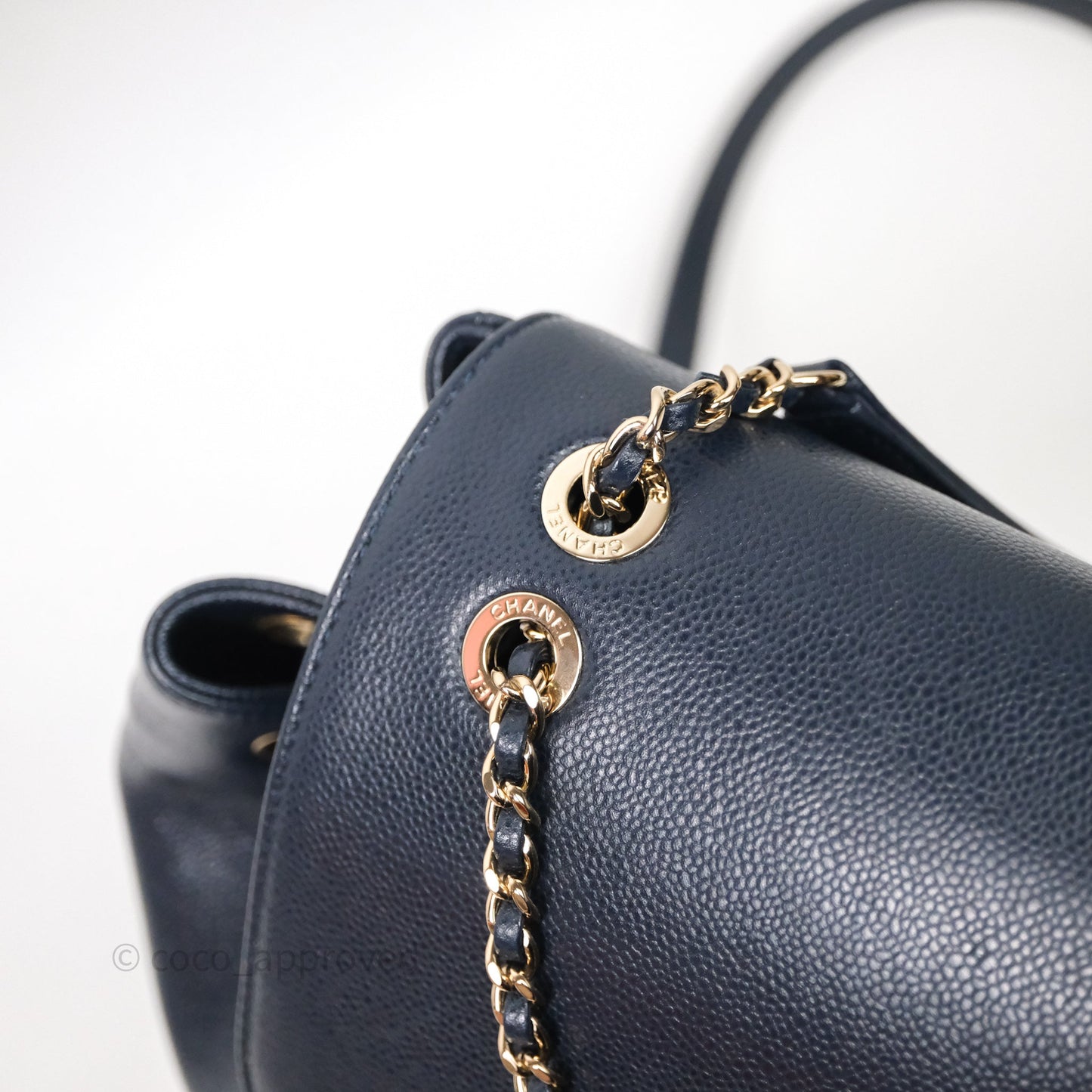 Chanel Quilted Business Affinity Backpack Navy Caviar Light Gold Hardware