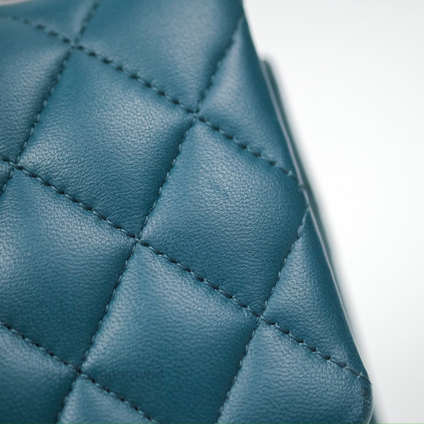 Chanel Classic M/L Medium Flap Quilted Teal Lambskin Silver Hardware