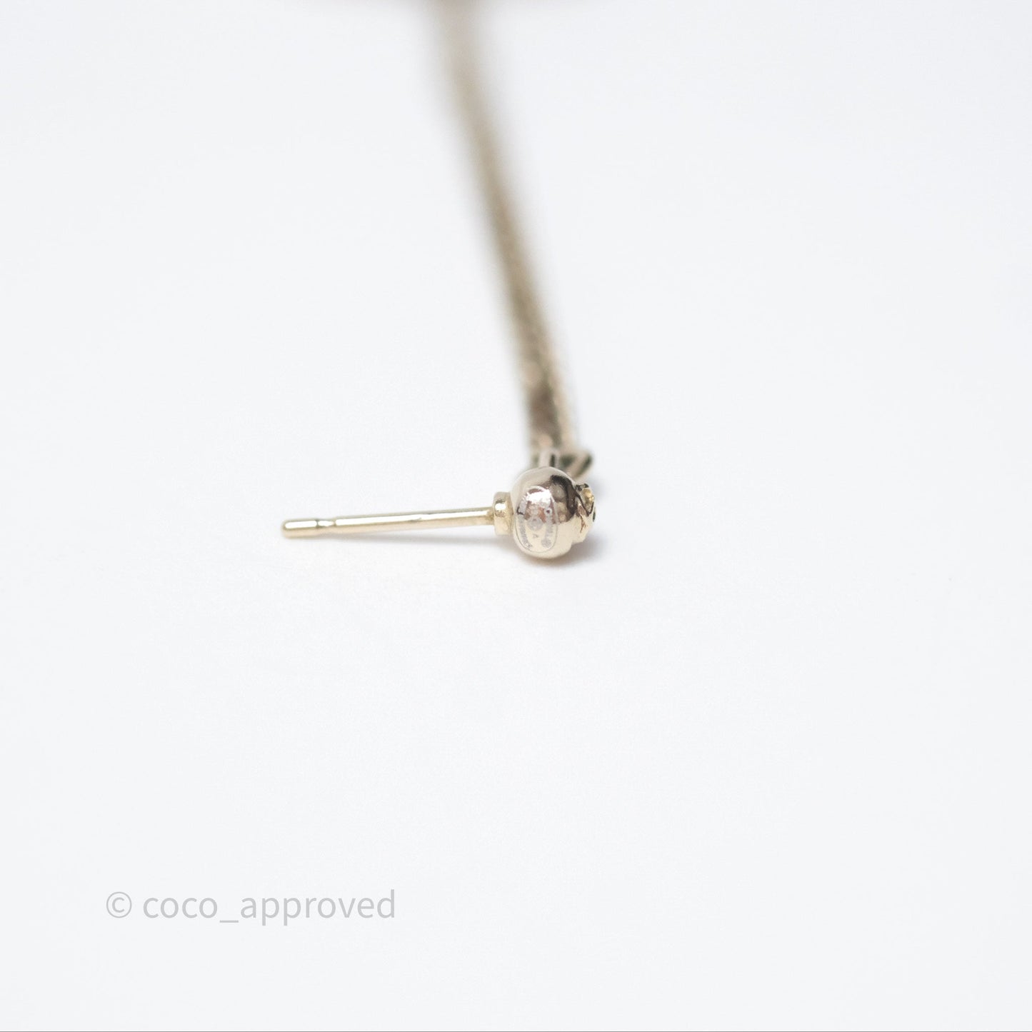 Chanel Crystal CC Long Drop Earrings Gold Tone 19A