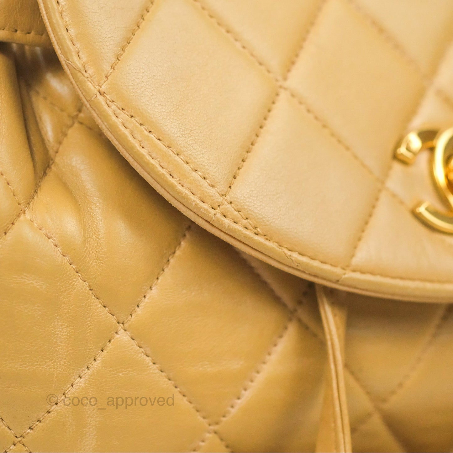 Chanel Vintage CC Duma Backpack Beige Lambskin 24K Gold Hardware