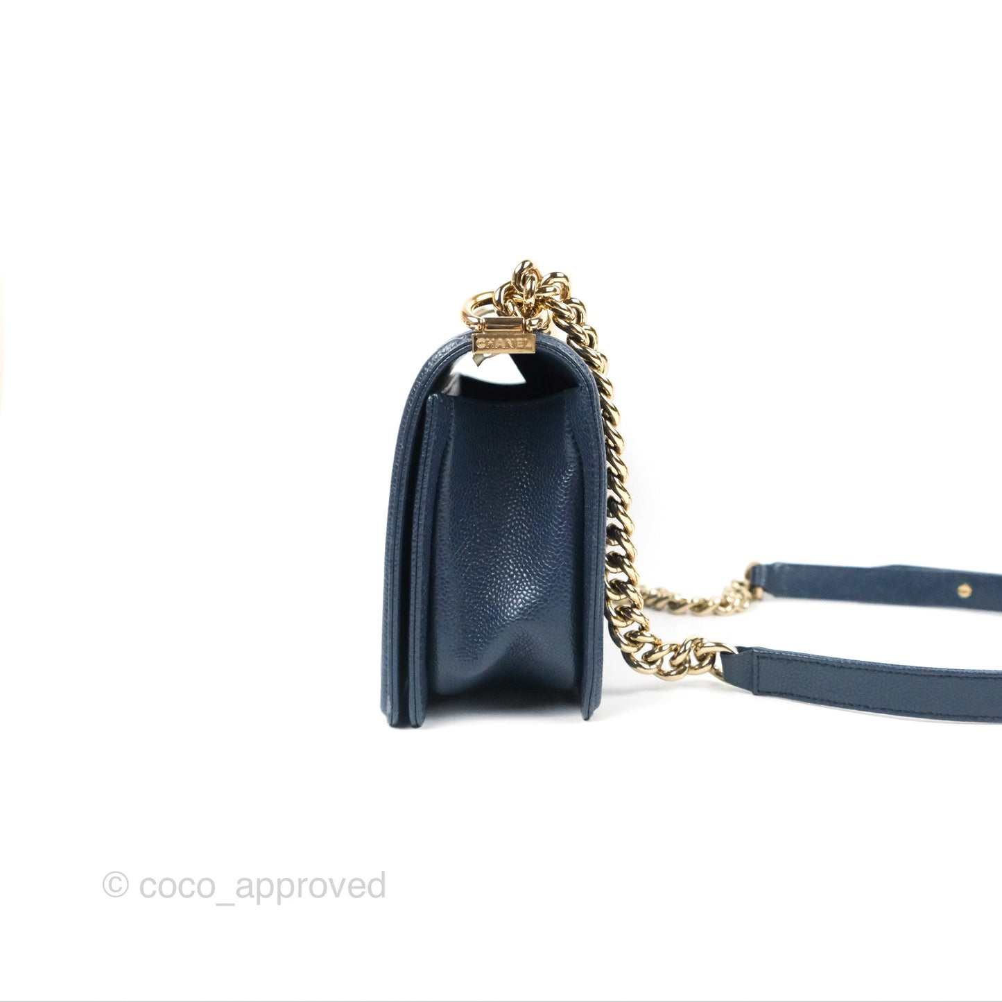 Chanel Quilted Medium Boy Navy Caviar Gold Hardware