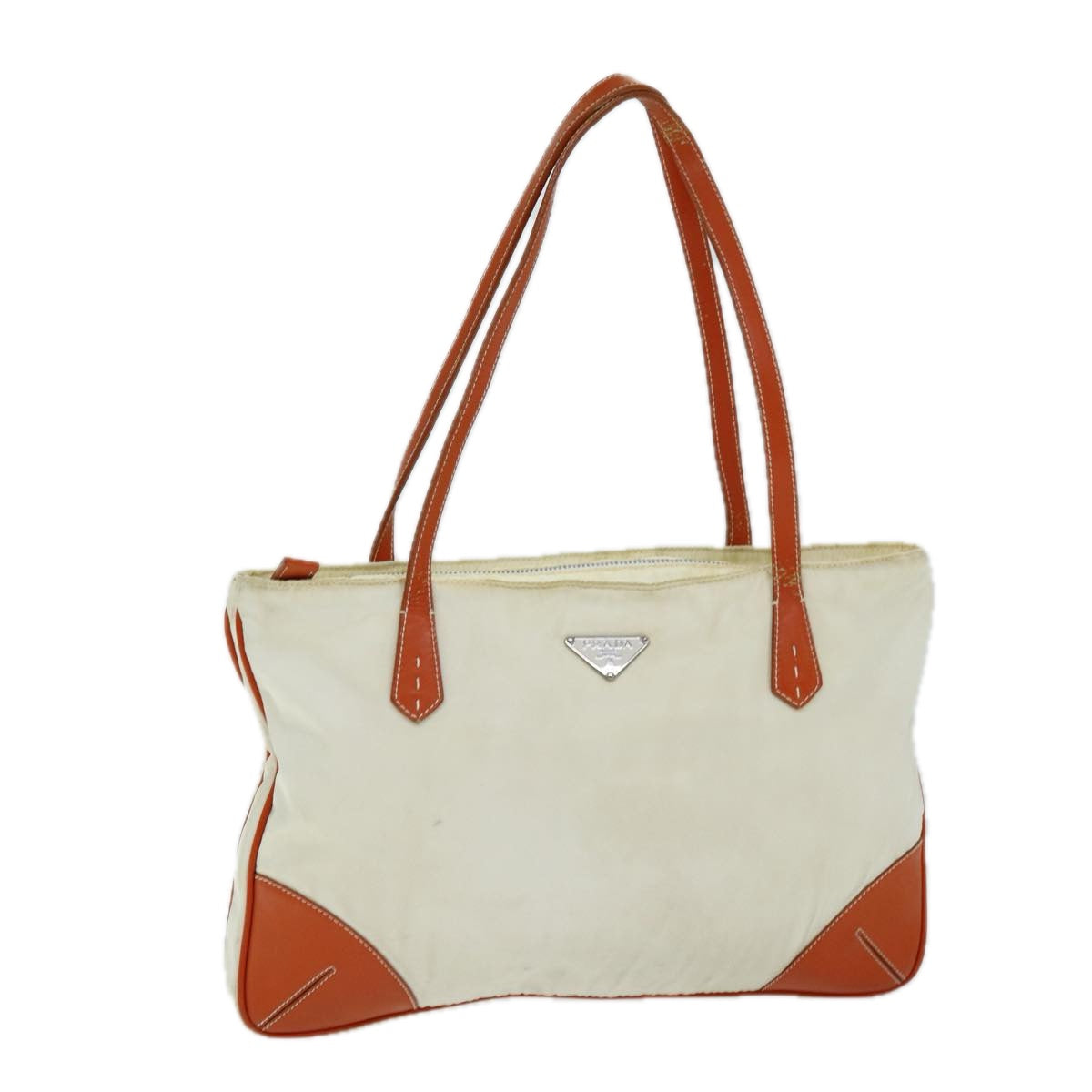 Luxury PradaTote Bag Nylon Beige Orange 75334