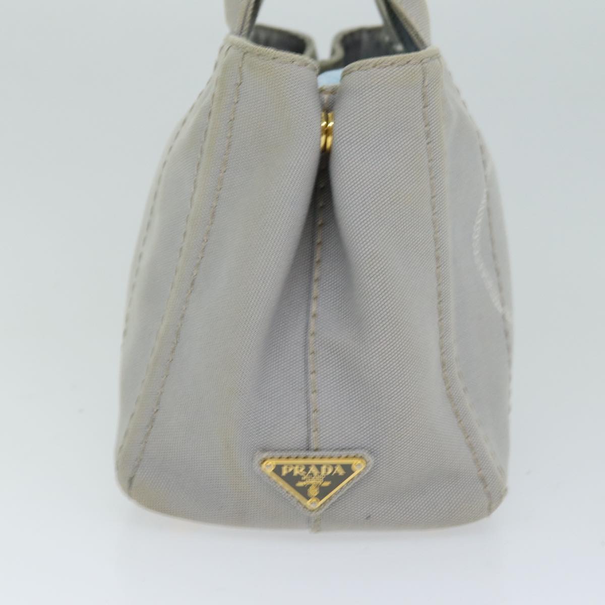Luxury PradaCanapa PM Hand Bag Canvas 2way Gray 75341
