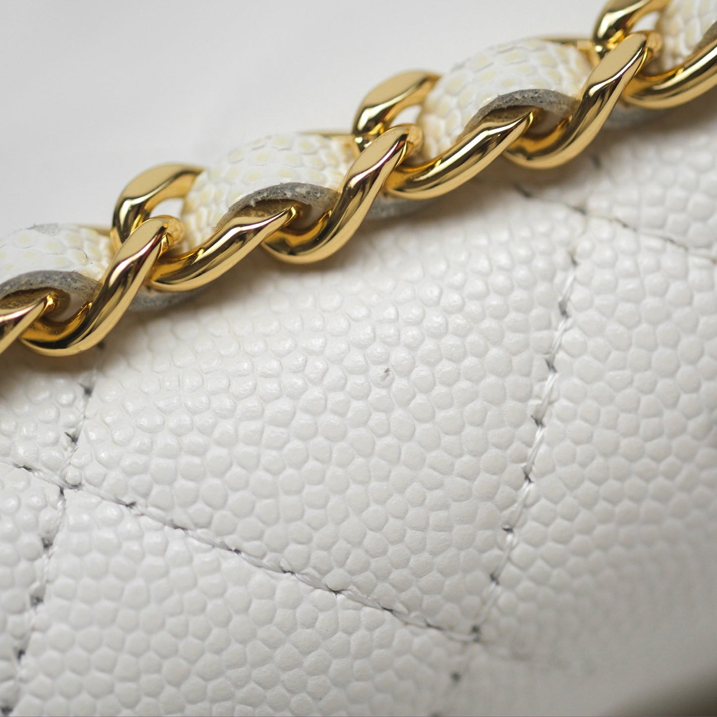Chanel Mini WOC Bag Charm White Caviar Gold Hardware