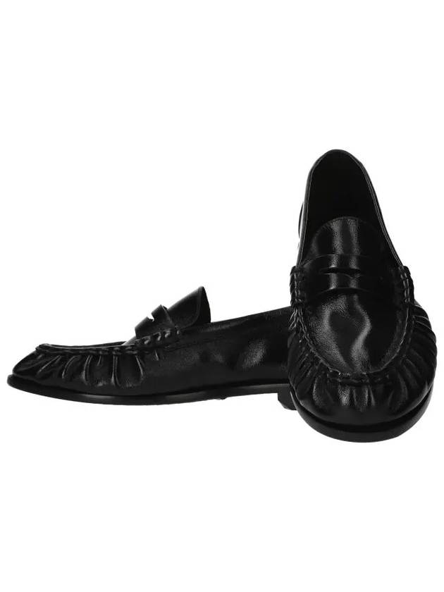 Luxury Saint Laurent Le Signature Cassandre Logo Plaque Lamb Skin Loafer Black