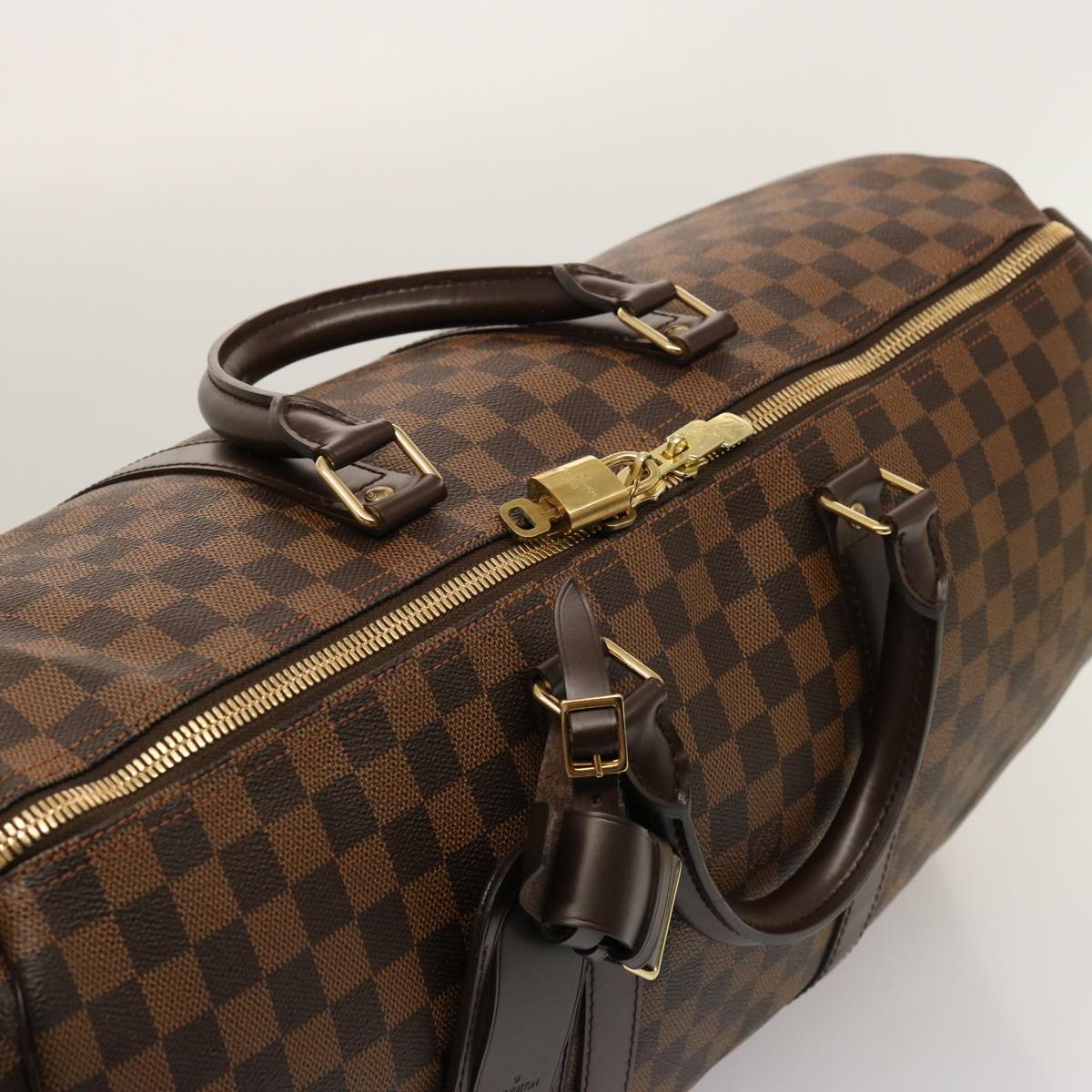 LOUIS VUITTON Damier Ebene Keepall 50 Boston Bag N41427 LV 75392A