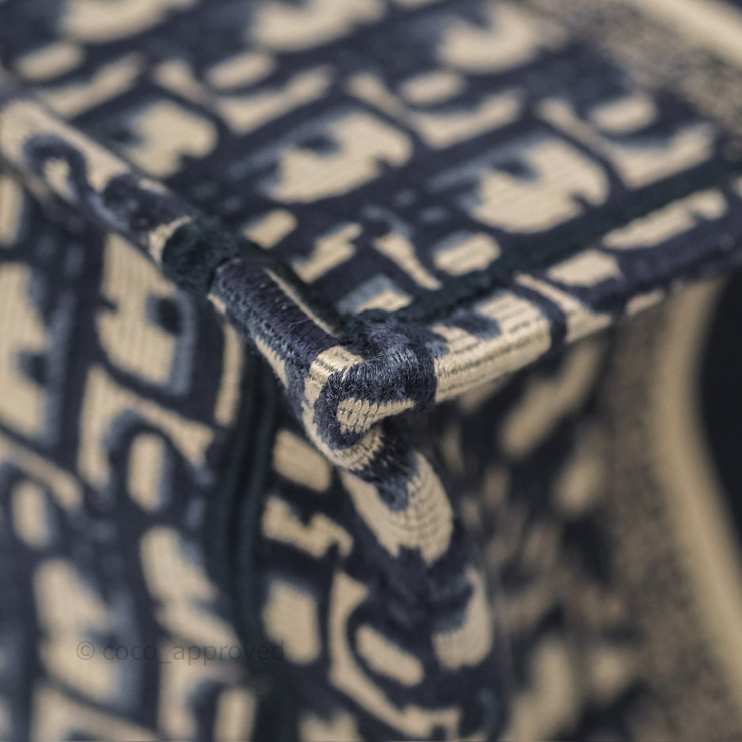 Dior New Small Book Tote Navy Dior Oblique Embroidery Canvas
