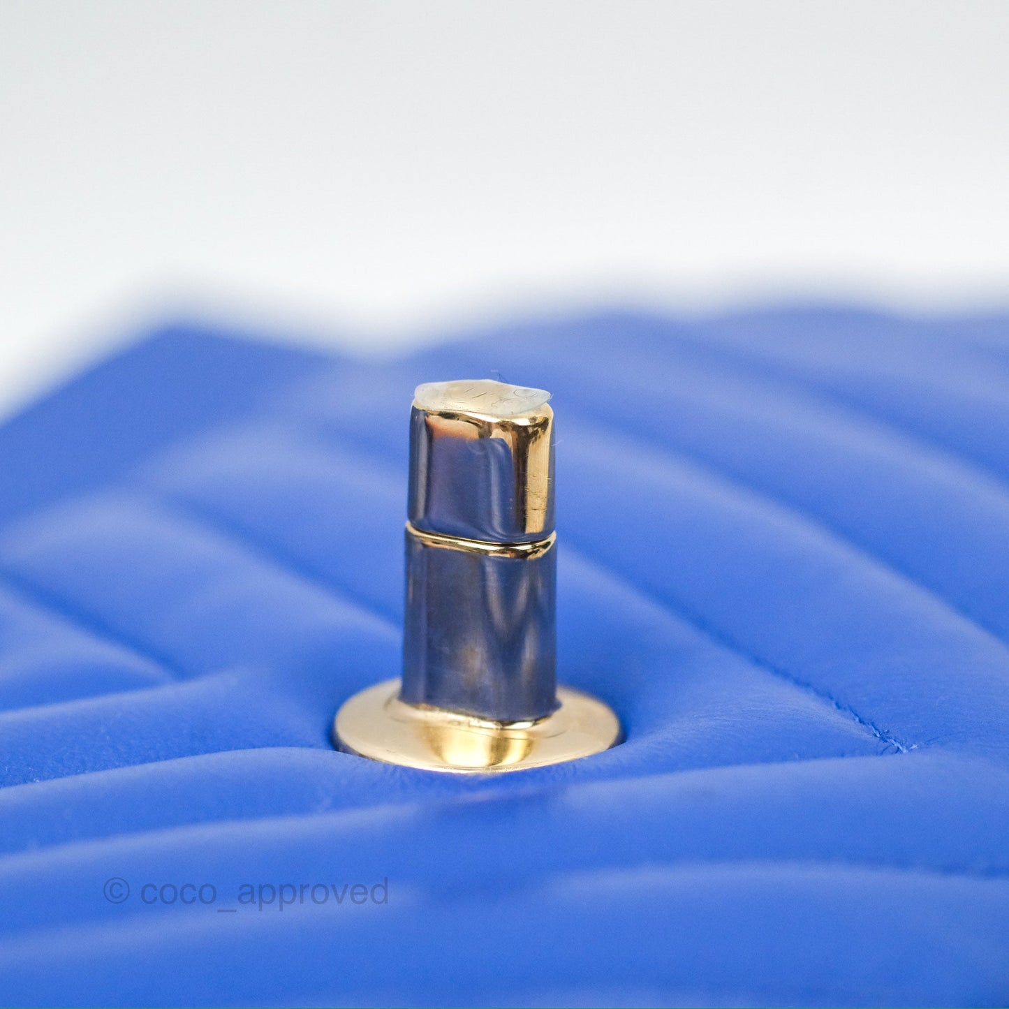 Chanel Medium Classic Flap Chevron Blue Lambskin Gold Hardware