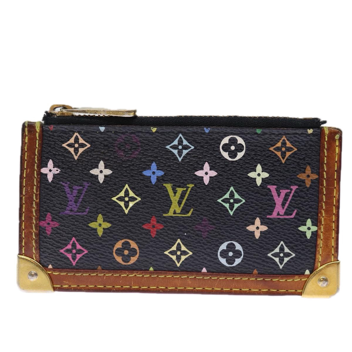 LOUIS VUITTON Monogram Multicolor Pochette Cles Purse Black M92654 75411